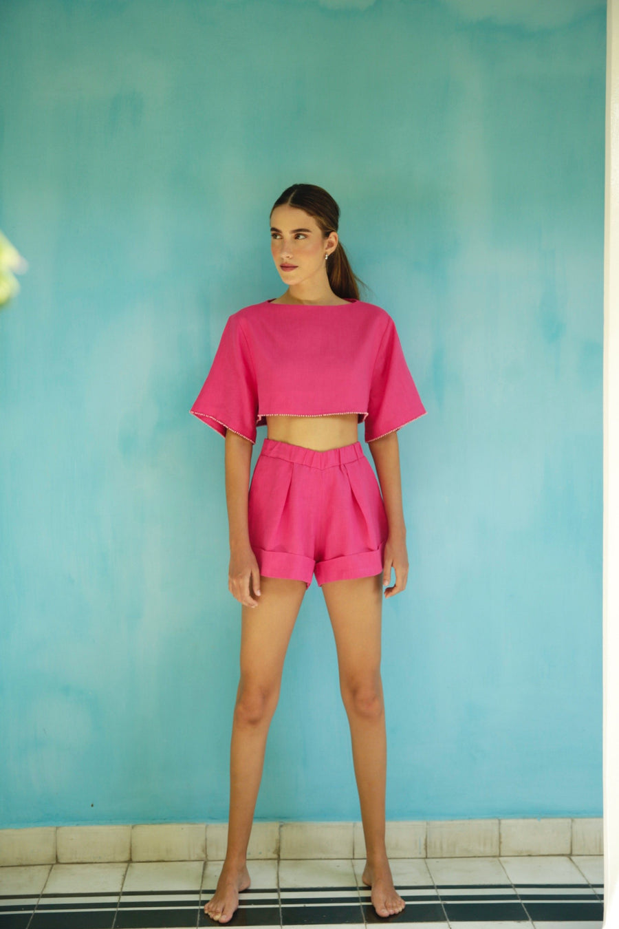 'Flamingo' Linen Top